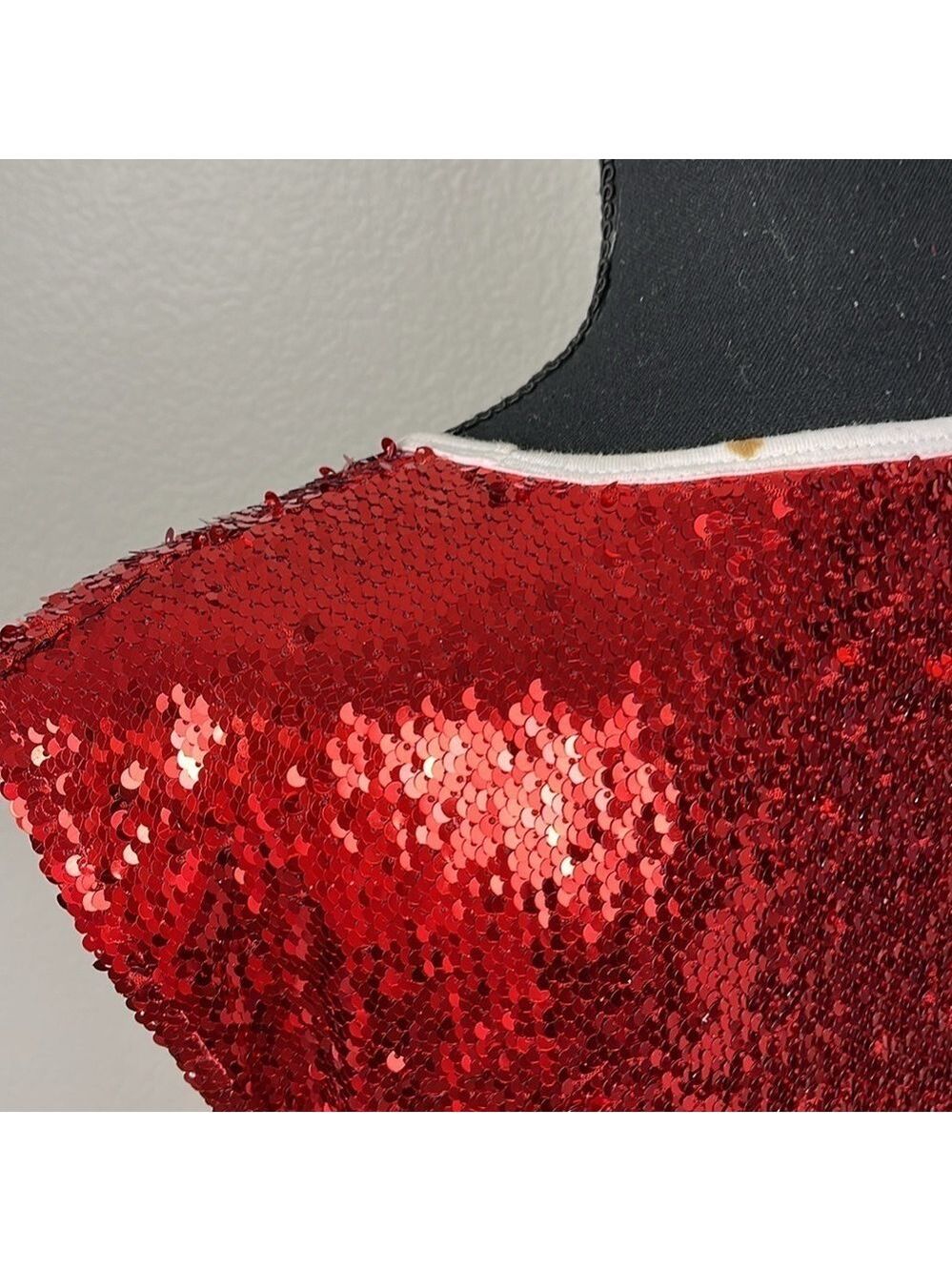 Liquor N Poker Sequin Dress 12 Red/Silver Sleeveless Football Jersey Midi 88 - Picture 12 of 12